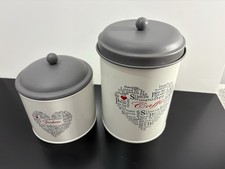 Set 2 barattoli metallo Caffè e Zucchero cucina moderna con coperchio grigio.