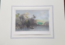 Incisione colorata a mano Westpoint Signora della primavera fredda Hudson 1839 W.H. Bartlett