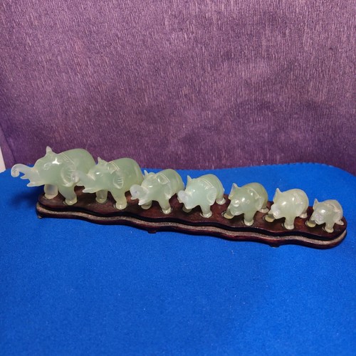 7pc chinese jade elephants - 7pc,