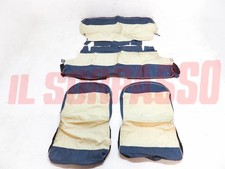 FODERE COPRI SEDILI ANTERIORI + POSTERIORI FIAT 600 1 SERIE BIANCO AZZURRO NOS
