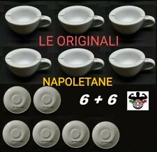 ISCHIA TAZZA 6 PZ TAZZINE + 6  PIATTINI BAR CAFFE NAPOLI BASSA DOPPIO SPESSORE 