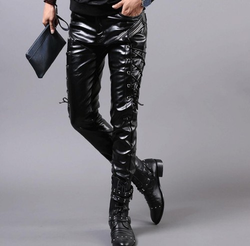 Pantalone uomo nero pelle - pantalone,
