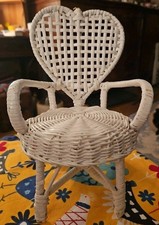Vtg White Wicker Doll Chair