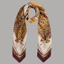 Liu Jo foulard 120x120 rosso stola con stampa animalier e catena 2F5074T0300