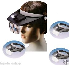 VISIERA OCCHIALI LENTE LENTI INGRANDIMENTO CON LED TORCIA TESTA FRONTALE