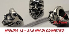 ANELLO ACCIAIO UOMO MASCHERA V VENDETTA ANONYMOUS ANELLI MODA UNISEX 12 = 21,5mm