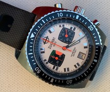 OROLOGIO DA POLSO VINTAGE ORIGINALE ZODIAC SEA DRAGON CRONOGRAFO QUARZO MAI USATO