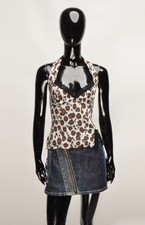 Top Vintage Kookai Y2K Mob Mofe Coquette Maglia Leopardata Halter Taglia S?