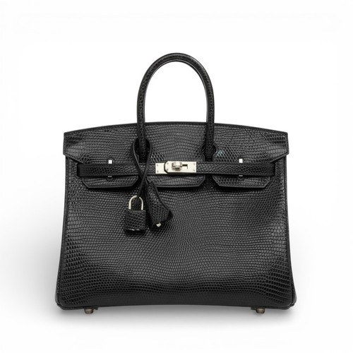 Hermès birkin black lizard - hermès, 25