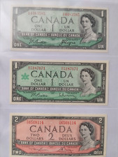 $1. 	$2. Canada.  Colections ELIZABETH II...  1954, 1967, 1954.