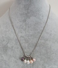 Lotto 2 Collane in Acciaio e Argento con 5 Pendenti Perle d'acqua dolce