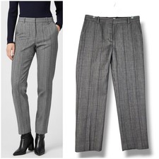 Pantalone misto lana 3.1 Phillip Lim piatto davanti gamba dritta grigio a quadri taglia 10 