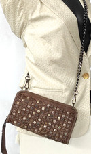 pochette portafoglio borsetta VERA PELLE vintage catena tracolla portatelefono