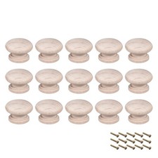 Round wood knobs, 15pcs 35mm