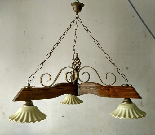 Lampadario rustico ferro - , legno