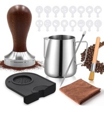 Kit Tamper Pressino Caffe 51 mm  in Acciaio Inox Tappetino Lattiera 350ml Stampi