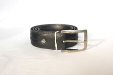 Cintura vintage Stefano Corsini in pelle nera italiana. GWO. Fatto a mano. Bordo cromato