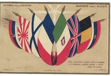 Cartolina GUERRA DELLE NAZIONI - BANDIERE DEGLI ALLEATI - VIAGGIATA 1915