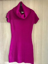 Miniabito invernale, vivace, color melanzana, maniche corte, Tg S, in acrilico