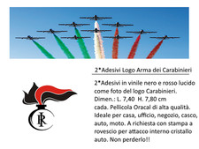 SET 2 ADESIVI VINILE ORACAL NERO E ROSSO LUCIDO LOGO ARMA DEI CARABINIERI