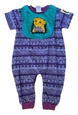 Pagliaccetto Simba bambino vintage anni 90 Disney Il Re Leone stampa all over con bavaglino NOS