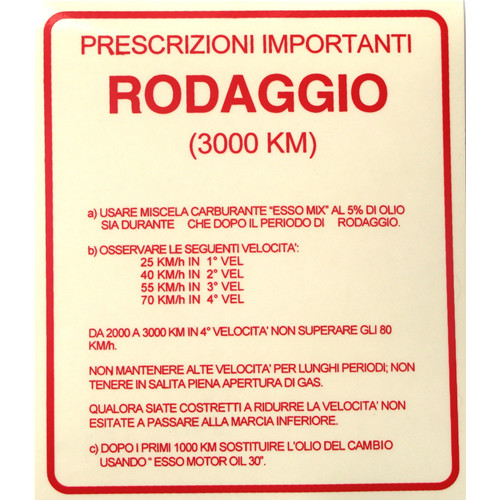 Adesivo norme rodaggio - adesivo, rosso