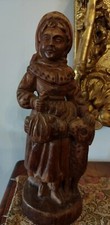 Antica scultura lignea Raffigurazione  Donna Con Animale Toscana Veneto Piemonte