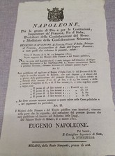 Napoleone I. Decreto. Valore ridotto in Franchi delle monete d'oro. Milano 1811