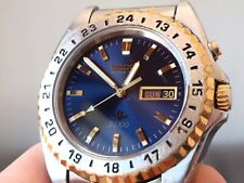 seiko kinetic SQ100 day-date acciaio e parti dorate 2021 ref. 5M43-OA90 automati