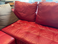 Divano angolare componibile in vera pelle rosso 