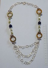 COLLANA IN ARGENTO PERLE E PIETRE DURE SILVER NECKLACE PEARLS AND MINERAL STONES