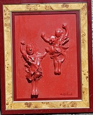 Arte moderna, dipinto  in resina plastica su tavola, firma da decifrare, quadro 