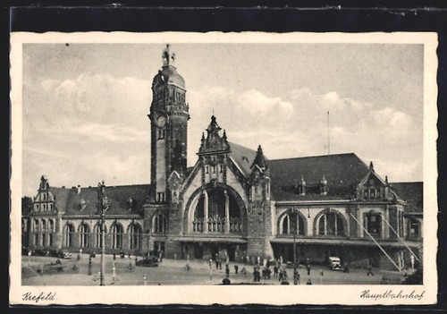 Cartolina krefeld stazione - cartolina, krefeld,