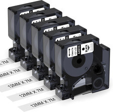 5X Nastro per Etichette  Compatibile Con Dymo D1 Transparente 12Mm X 7M 45010 Co