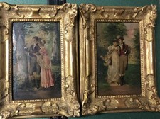 coppia di Paesaggi Con Figure