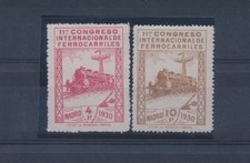 1930 SPAGNA - 440/441 - 11 Congresso Internazionale delle Ferrovie, Treni, 4 peset rossi