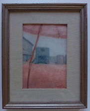 Cesare Pezzali Dipinto Paesaggio marino 1969 Quadro Olio su tela 24,3x17 cm