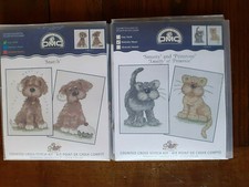 2 KIT DMC punto croce con tela aida , schemi e fili