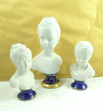 VECCHIA PORCELLANA LIMOGES THARAUD 3 STATUINE STATUETTE IDEA REGALO ARREDO BUSTI
