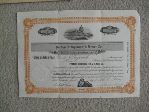 Stock certificato vintage 1917 - stock,