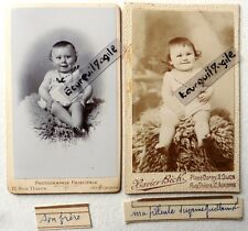 2 CDV PHOTO BICK à AUXINE nommé 2 bébés GUILLERMOT Suzanne et son frère V535