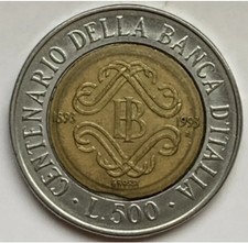 Rara 500 lire centenario banca