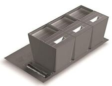 Pattumiera differenziata  90  3 secchi H.235 GRIGIO COP ACCIAIO INOX  Gollinucci