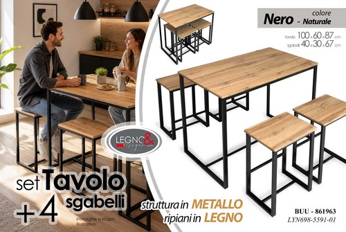 Tavolo retttangolare 4 sedie - retttangolare,