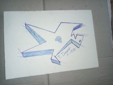 COD. 26  DISEGNO  SU CARTONCINO a penna e pastel firmato f. de pero 1928