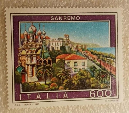 Francobollo italia sanremo 600 - francobollo, italia-sanremo-600