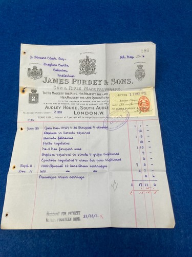 Superb purdey shotgun invoice - superb,