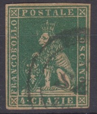 TOSCANA 1857 MARZOCCO 4 CRAZIE VERDE N.14 US. MARGINATO