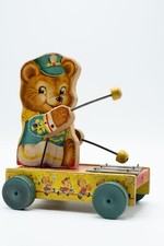 Giocattolo Xilofono vintage Tiny Teddy, orsetto in legno del 1962 vintage