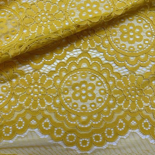 Tessuto pizzo tondo giallo - giallo, 50